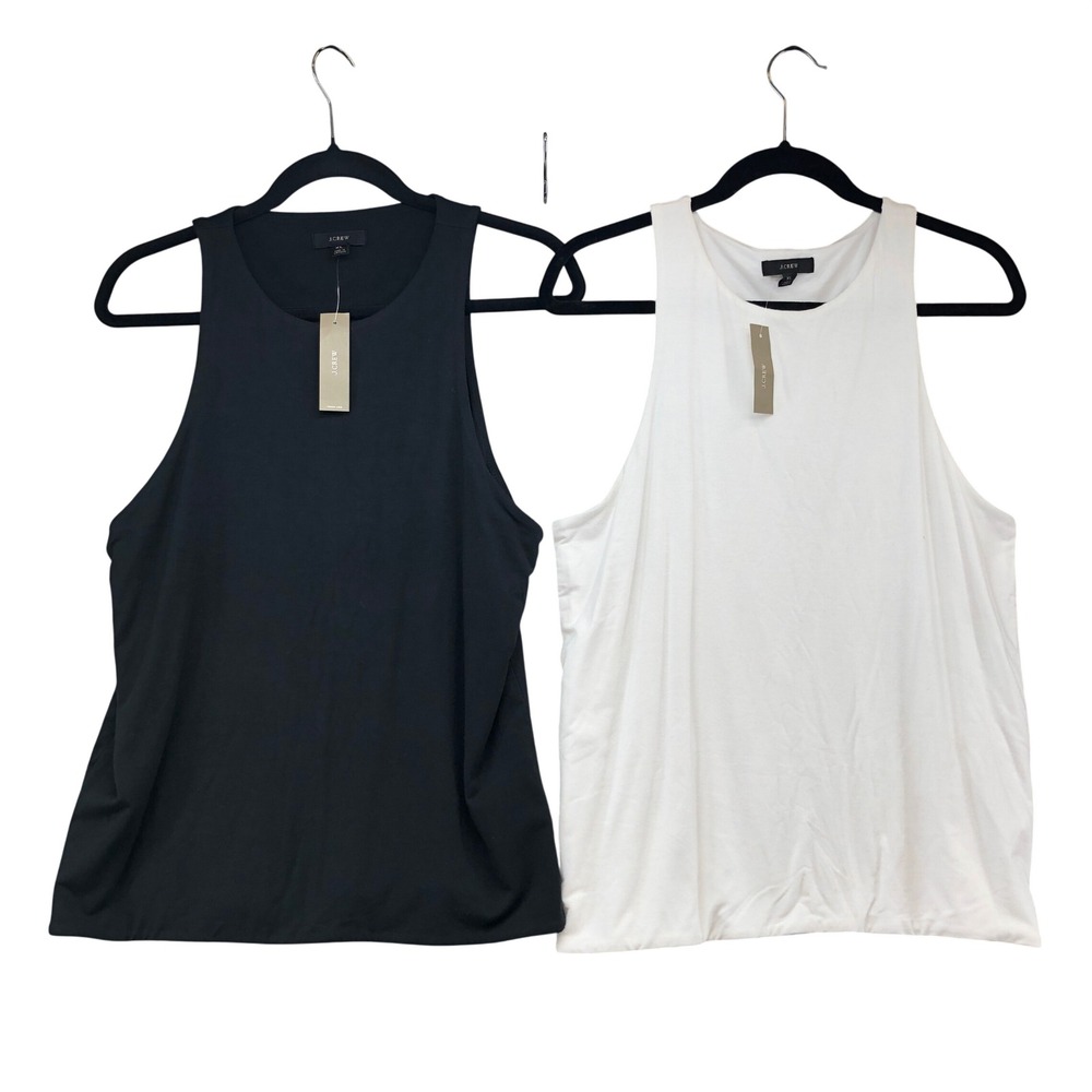 J.Crew Tank Top Women‎ XL Black White 2 Pack High Neck Sleeveless BK304 NWT